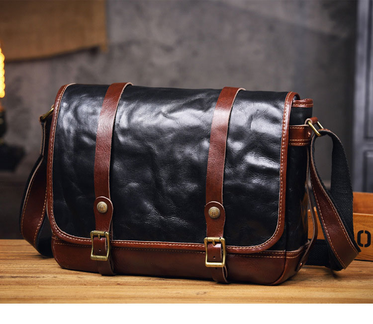 Whatnaアンティーク風合い鞣し天 然 牛革 ショルダーバッグ メンズ  斜め掛けボディ胸バッグ さめ A4サイズ ipad 13.3Air収納可 肩掛け ビジネス 通勤 通学  メッセンジャーバッグ自転車 かばん男性用 7316ZR-1