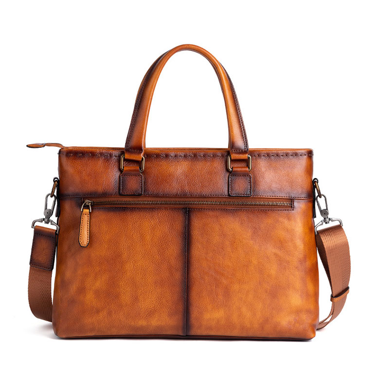 Whatnaアンティーク風合い鞣し天 然 牛革 ビジネスバッグ メンズ 3way手提げ 斜め掛け ショルダーバッグ 15インチPC収納可 A4大容量レトロ 高級感 通勤 通学 出張 仕事用 鞄 肩掛け 耐久性 おしゃれ プレゼント ギフト  13594-2