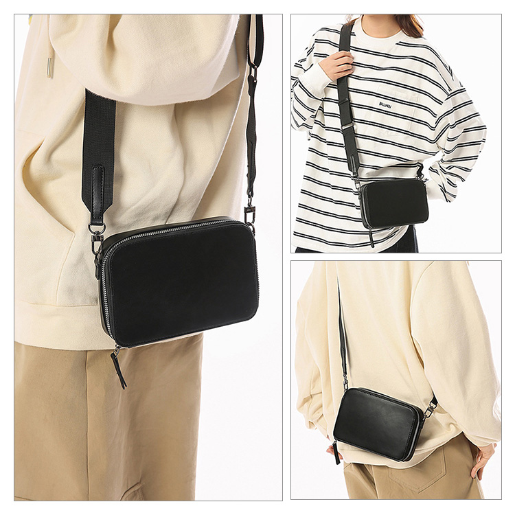 Whatna  ボディバッグ メンズ ミニ 3way ショルダーバッグ クラッチ 手持ち 斜め掛け 肩掛け 取り外し可能ストラップ PUレザー コンパクト 小型 19×13cm 旅行 通勤 通学 カジュアル おしゃれ 胸掛け 鞄-7