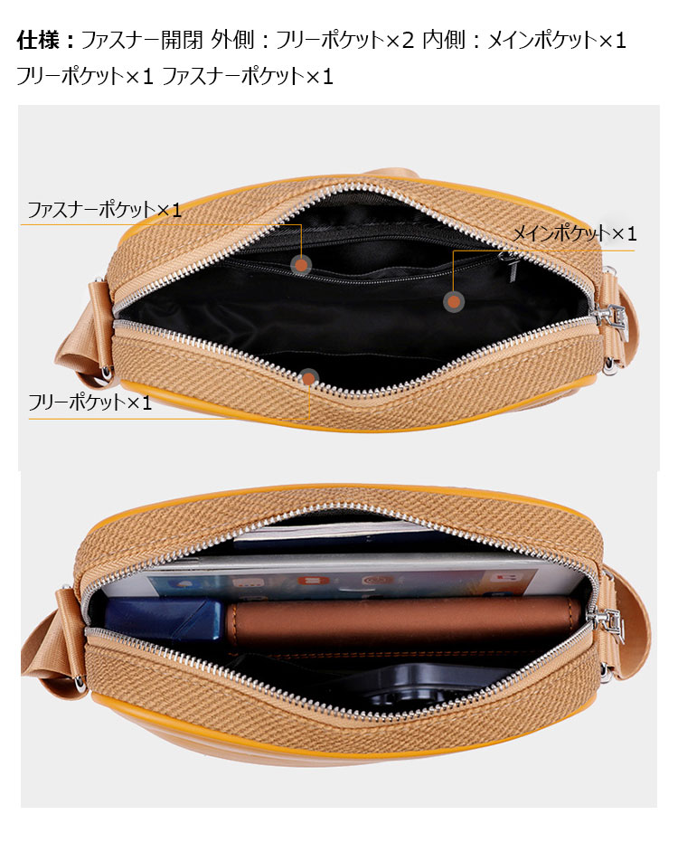 Whatna ショルダーバッグ メンズ ミニ 2way 斜め掛け 胸掛け ボディバッグ 軽量 PUレザー 合成皮革 23×15cm 小型 3色展開 ブラック/カーキ/ブラウン 通勤 通学 旅行 カジュアル 鞄-8