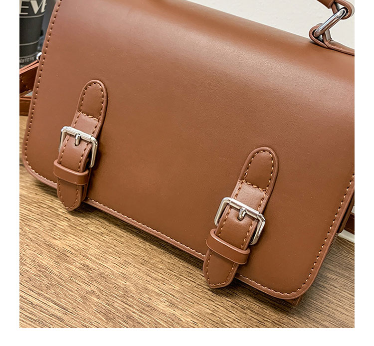 Whatna ショルダーバッグ メンズ ミニ 5way フラップ式 手提げ 手持ち 胸掛け 斜め掛け 肩掛け 取り外し可能ストラップ PUレザー21×14cm コンパクト ブラック/ブラウン 通勤 通学 旅行 カジュアル 鞄-2