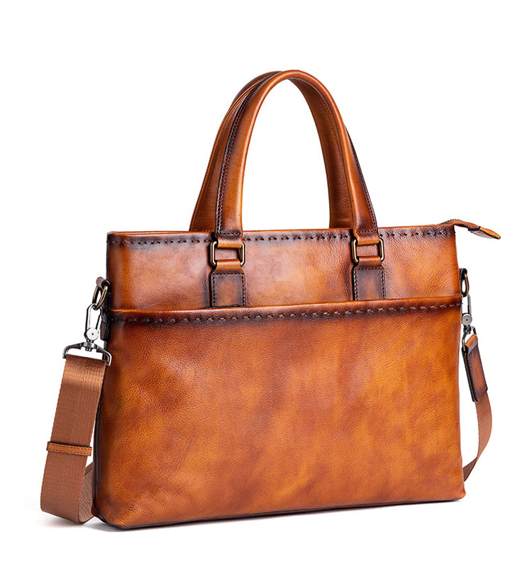Whatnaアンティーク風合い鞣し天 然 牛革 ビジネスバッグ メンズ 3way手提げ 斜め掛け ショルダーバッグ 15インチPC収納可 A4大容量レトロ 高級感 通勤 通学 出張 仕事用 鞄 肩掛け 耐久性 おしゃれ プレゼント ギフト  13594-3
