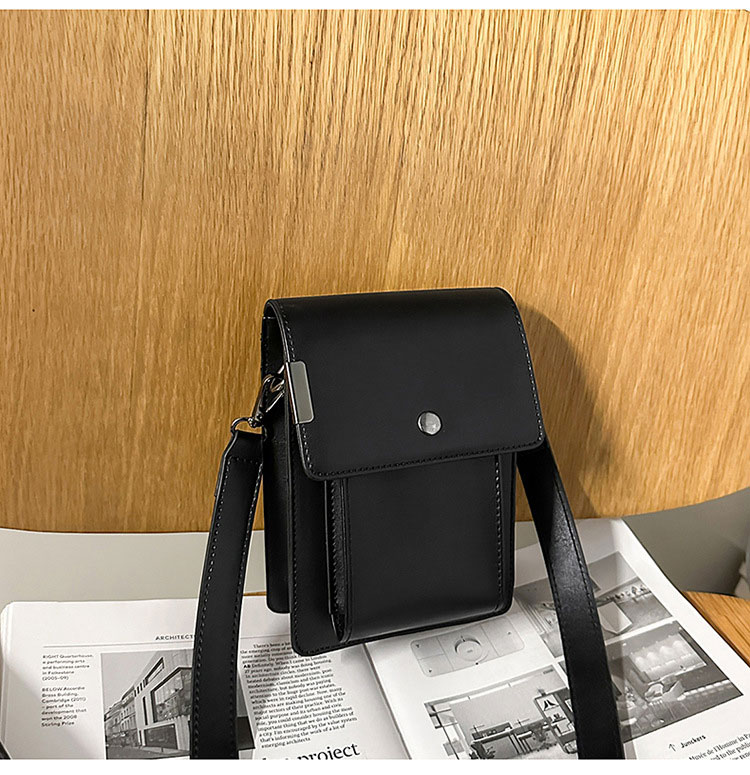 Whatna ボディバッグ メンズ ミニ 縦型 2way ショルダーバッグ 胸掛け フラップ式 PUレザー コンパクト 軽量 14×16cm 小型 斜め掛け 肩掛け 通勤 通学 旅行 カジュアル おしゃれ 鞄-1