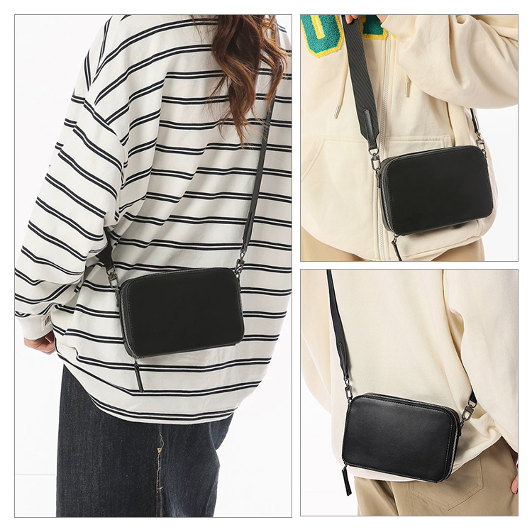 Whatna  ボディバッグ メンズ ミニ 3way ショルダーバッグ クラッチ 手持ち 斜め掛け 肩掛け 取り外し可能ストラップ PUレザー コンパクト 小型 19×13cm 旅行 通勤 通学 カジュアル おしゃれ 胸掛け 鞄-6