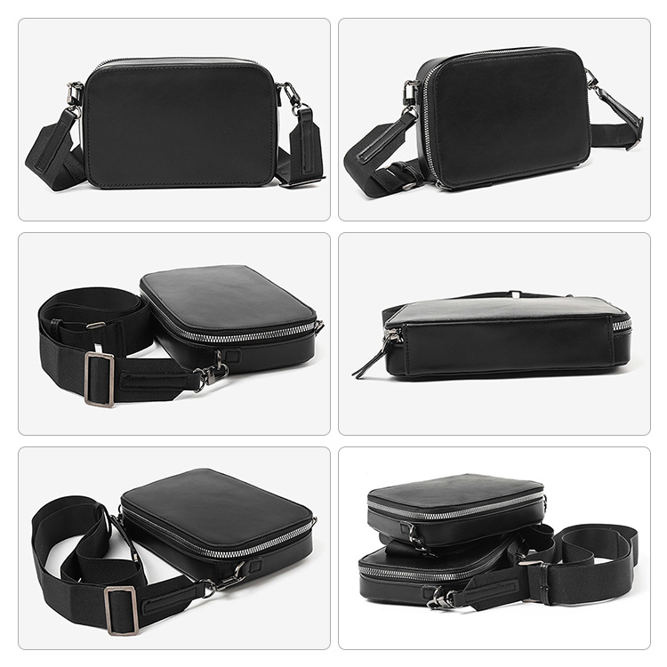 Whatna  ボディバッグ メンズ ミニ 3way ショルダーバッグ クラッチ 手持ち 斜め掛け 肩掛け 取り外し可能ストラップ PUレザー コンパクト 小型 19×13cm 旅行 通勤 通学 カジュアル おしゃれ 胸掛け 鞄-3