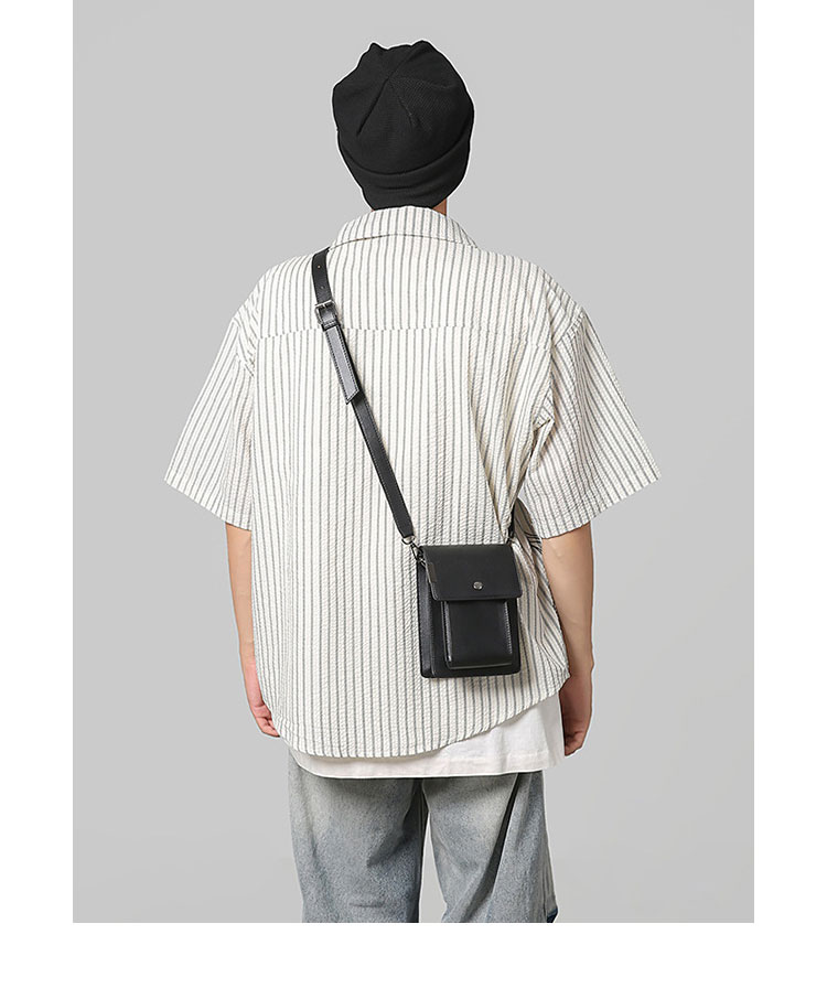 Whatna ボディバッグ メンズ ミニ 縦型 2way ショルダーバッグ 胸掛け フラップ式 PUレザー コンパクト 軽量 14×16cm 小型 斜め掛け 肩掛け 通勤 通学 旅行 カジュアル おしゃれ 鞄-10