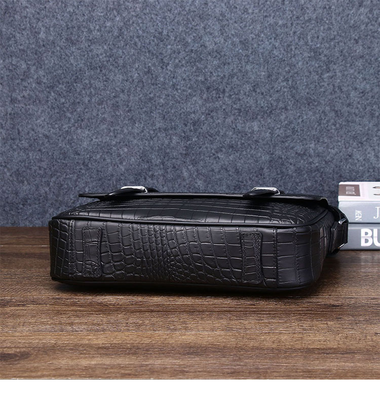 Whatna クロコダイル型押し 天 然 牛革フラップ斜めがけ ワンショルダー メンズ ボディバッグ 本 革 厚手 レザー  A4サイズ収納可6311-2-3