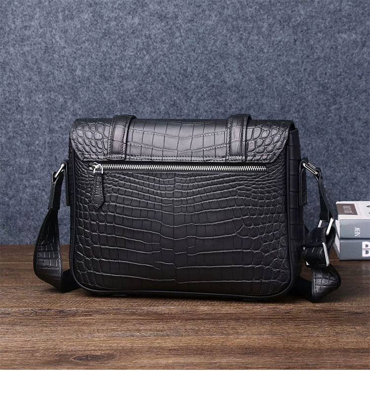 Whatna クロコダイル型押し 天 然 牛革フラップ斜めがけ ワンショルダー メンズ ボディバッグ 本 革 厚手 レザー  A4サイズ収納可6311-2-5