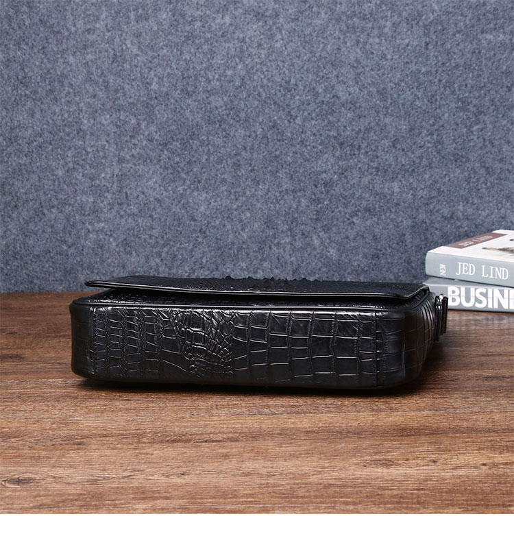 Whatna クロコダイル型押し 天 然 牛革フラップ斜めがけ ワンショルダー メンズ ボディバッグ 本 革 厚手 レザー A4サイズ収納可6285-3-4