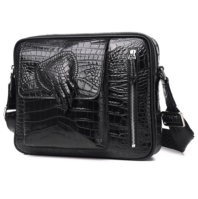 Whatnaクロコダイル型押し 天 然牛 革 斜めがけ ボディバッグ ワンショルダー メンズ 本革 厚手 レザー 6301-2-3-1