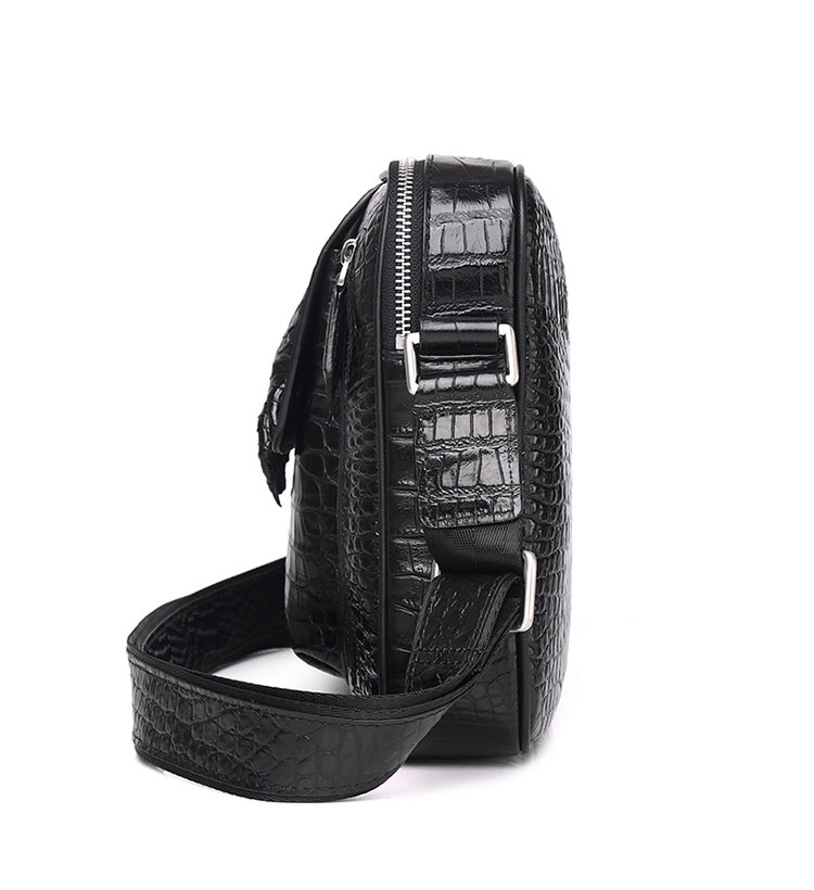 Whatnaクロコダイル型押し 天 然牛 革 斜めがけ ボディバッグ ワンショルダー メンズ 本革 厚手 レザー 6301-2-3-2