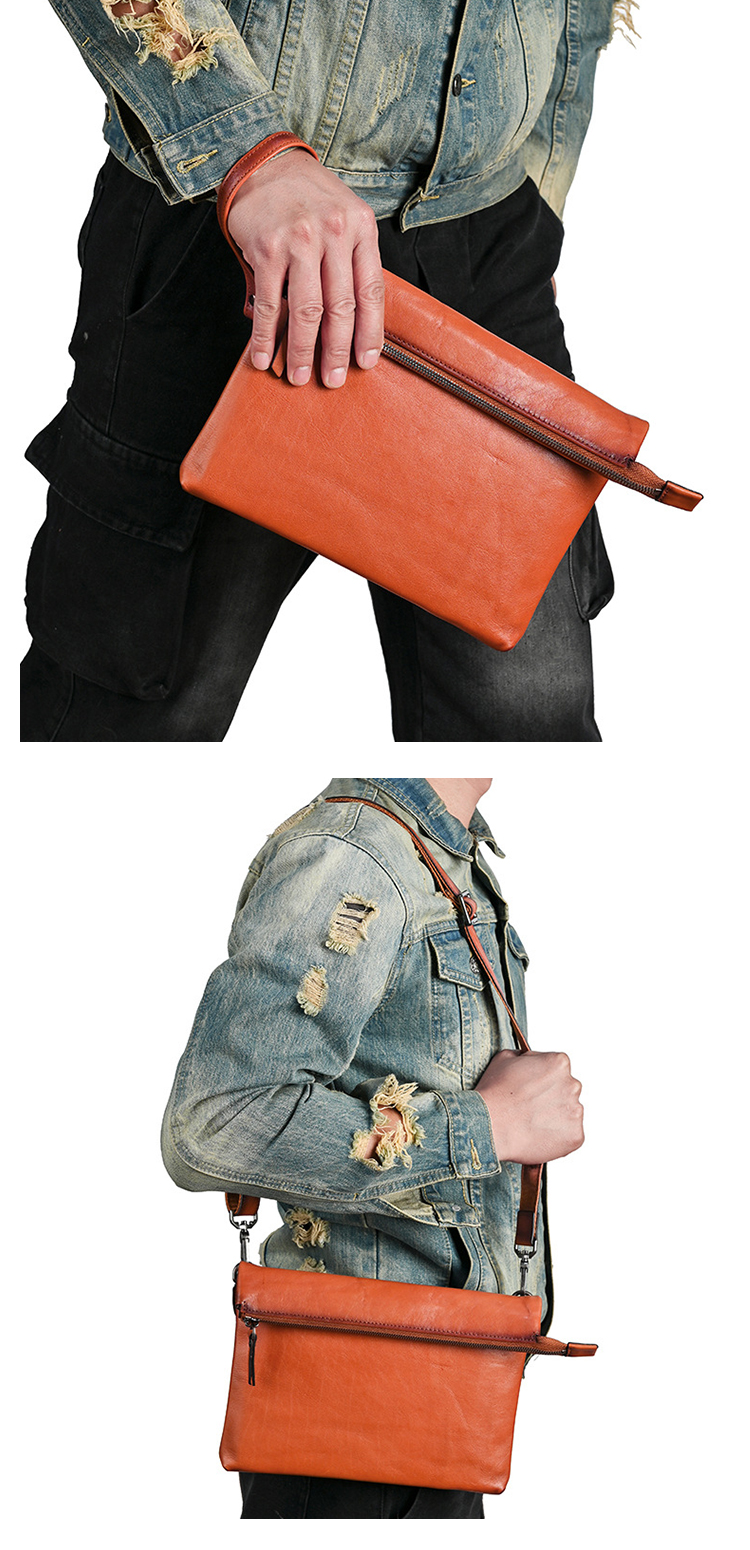 Whatna アンティーク風合い鞣し 牛 革ワンショルダー メンズ 3way クラッチ 肩掛け ボディ斜め掛け胸バッグ 小さい 結婚式ビジネス フォーマル 冠婚葬祭 紳士用 バッグ 男性用13827-9