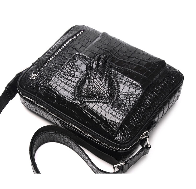 Whatnaクロコダイル型押し 天 然牛 革 斜めがけ ボディバッグ ワンショルダー メンズ 本革 厚手 レザー 6301-2-3-5