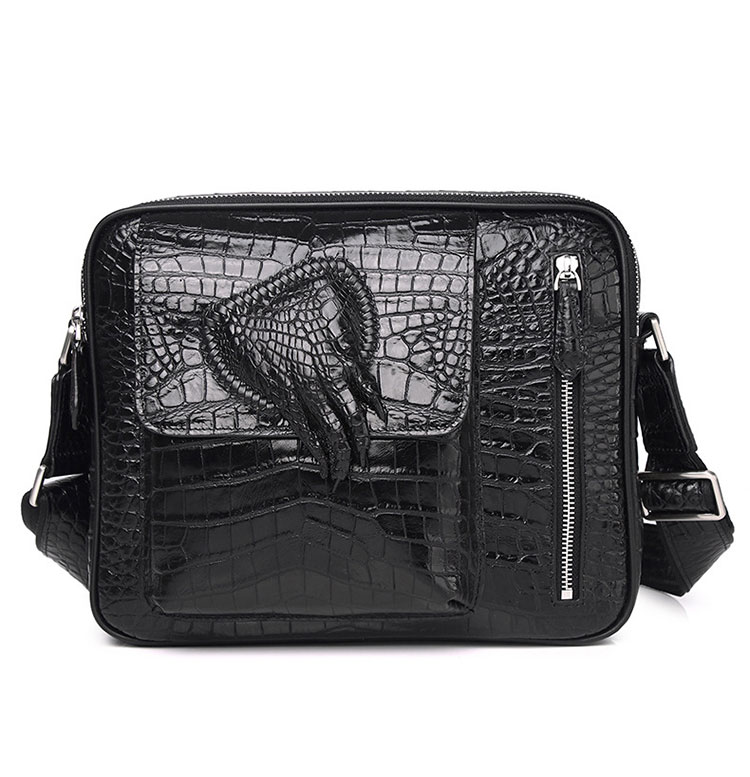 Whatnaクロコダイル型押し 天 然牛 革 斜めがけ ボディバッグ ワンショルダー メンズ 本革 厚手 レザー 6301-2-3-1