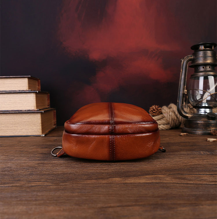 Whatna アンティーク風合い鞣し天 然牛 革 斜めがけ ボディバッグ ワンショルダー メンズ 本革 厚手  レザー515-4