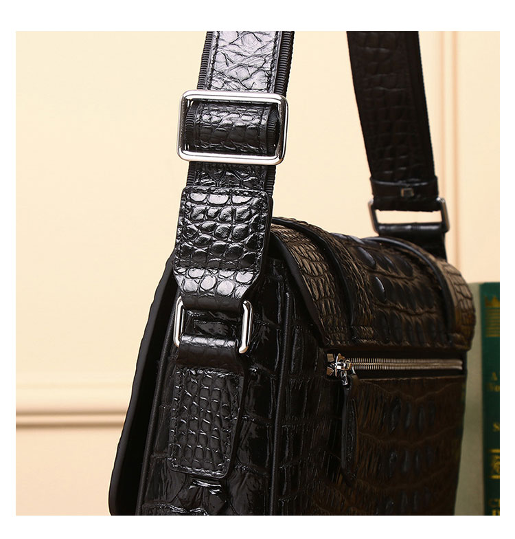 Whatna クロコダイル型押し 天 然 牛革フラップ斜めがけ ワンショルダー メンズ ボディバッグ 本 革 厚手 レザー A4サイズ収納可6300-3-6