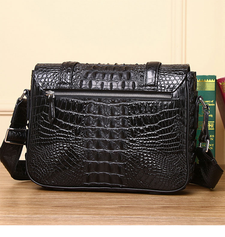 Whatna クロコダイル型押し 天 然 牛革フラップ斜めがけ ワンショルダー メンズ ボディバッグ 本 革 厚手 レザー A4サイズ収納可6300-3-2