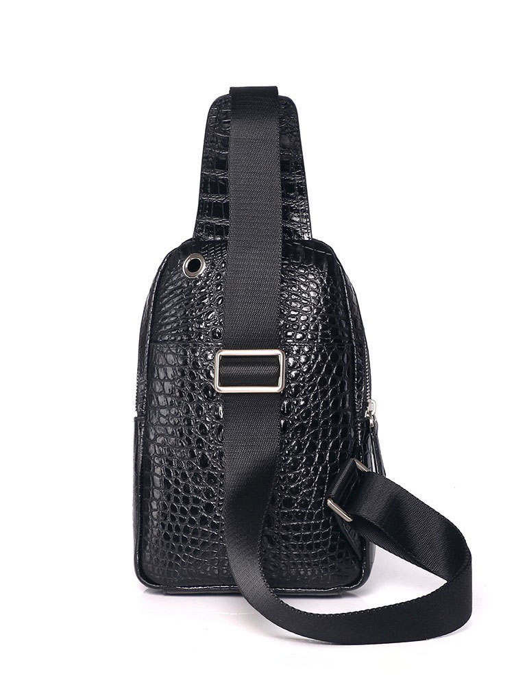 Whatna クロコダイル型押し 天 然牛 革 斜めがけ ボディバッグ ワンショルダー メンズ 本革 厚手 レザー イヤホン穴付 カードポケットx3 6163-3