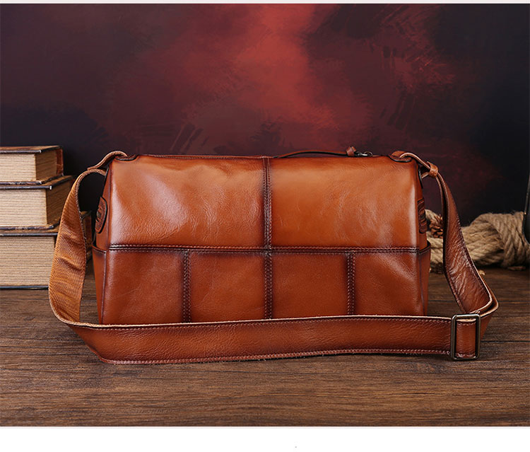 Whatna アンティーク風合い鞣し天 然牛 革 斜めがけ ボディバッグ ワンショルダーメンズ 本革 厚手レザー8631-6