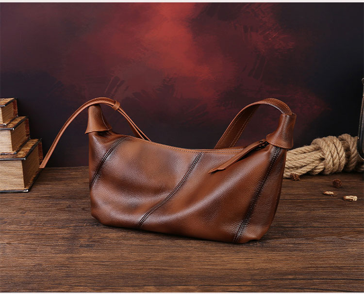 Whatna ボディバッグ メンズ 本革 斜めがけ ワンショルダーバッグ 胸バッグ 2WAY 植物タンニンなめし牛革 ダブルファスナー 3層収納 約9.7インチ対応-2