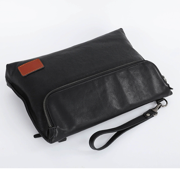 Whatna アンティーク風合い鞣し牛革トップ セカンドバッグ メンズ 本革 3WAY ショルダーバッグ 斜めがけ クラッチバッグレザー 植物タンニン鞣し ショルダーベルト・ハンドストラップ取り外し可 ブラック 1101A-3