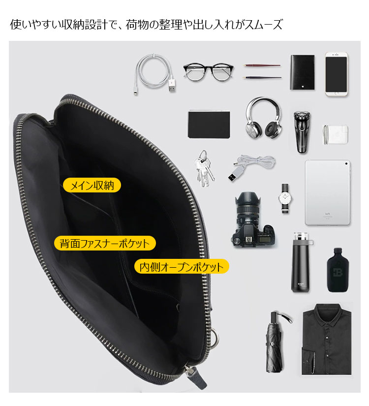 Whatna アンティーク風合い鞣し牛革トップ セカンドバッグ メンズ 本革 3WAY ショルダーバッグ 斜めがけ クラッチバッグレザー 植物タンニン鞣し ショルダーベルト・ハンドストラップ取り外し可 ブラック 1101A-7