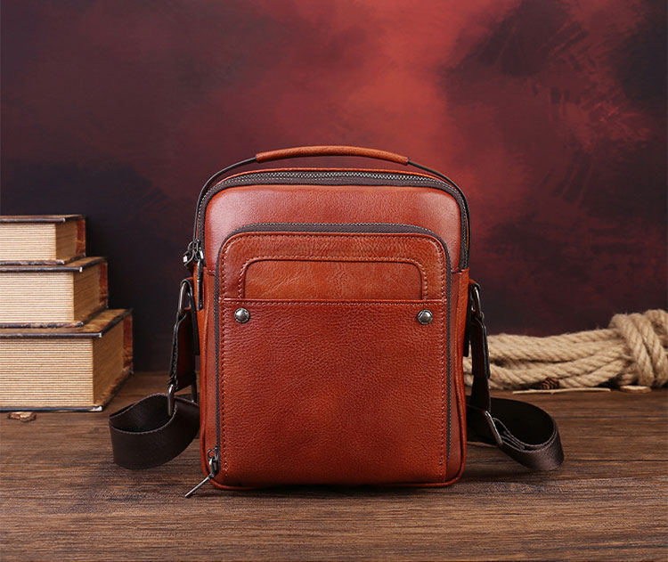 Whatna メンズショルダーバッグ 2way 手提げ 斜め掛け 2層 7.9型対応 ヴィンテージ感のある植物タンニン鞣しの頭層牛革-1