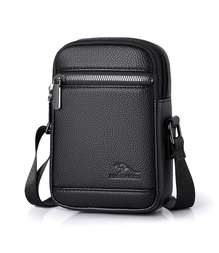 Whatna ボディバッグ メンズ ミニ 2way ショルダーバッグ 胸掛け 斜め掛け 縦型 7.9インチクラスのタブレット収納可 PUレザー 合成皮革 軽量 コンパクト ブラック ブラウン 通勤 通学 旅行 カジュアル-2