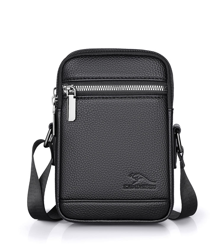 Whatna ボディバッグ メンズ ミニ 2way ショルダーバッグ 胸掛け 斜め掛け 縦型 7.9インチクラスのタブレット収納可 PUレザー 合成皮革 軽量 コンパクト ブラック ブラウン 通勤 通学 旅行 カジュアル-1