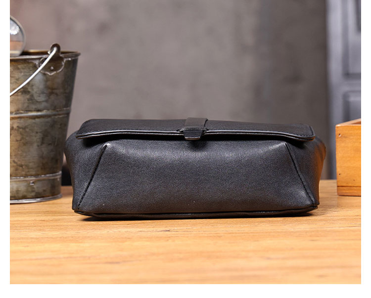 Whatna  ショルダーバッグ メンズ 本革 斜め掛け フラップ式 植物タンニン鞣し牛革 7.9型端末対応 ブラック-2