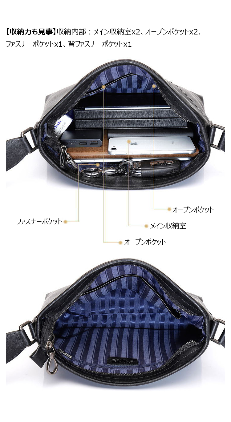 Whatna アンティーク風合い鞣し天 然 牛革ショルダーバッグ メンズ メッセンジャーバッグ 小さめ ビジネスバッグA4収納可 横 型 本革通勤 通学 斜めがけバッグ 自転車 かばん男性用 黒1802-7