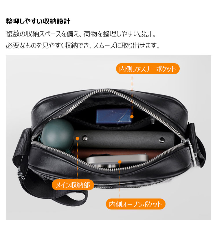 Whatna メンズ ショルダーバッグ PUレザー 斜め掛け クロコ型押し 7.9インチ収納可SH299-6
