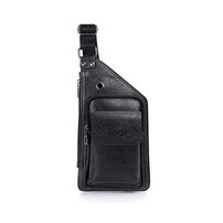 Whatna 斜めがけ ボディバッグ ワンショルダー メンズ イヤホン穴付き 本 革 厚手 レザー 黒 ブラウン 2515#