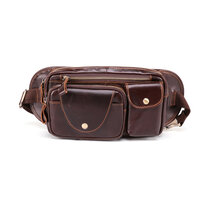 Whatna 牛革 ウエストポーチ ウエストバッグ メンズ ミニショルダーバッグ 男女兼用 本革 斜めがけ ボディバッグ ワンショルダー 軽量 黒 ブラウン ブルー6449