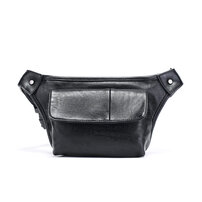Whatna 3way 革 ボディバッグ・ワンショルダーバッグ メンズ ウエストバッグ 斜め掛け 軽量 スポーツバッグ 撥水 皮 バッグ 自転車 サイクリング ツーリング 遠足 旅行 通勤 通学 黒（hs-253）
