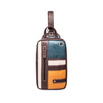 Whatna 2way 革 ボディバッグ・ワンショルダーバッグ メンズ 斜め掛け ipadmini収納可 軽量 スポーツバッグ 撥水 自転車 サイクリング ツーリング アウトドア 遠足 旅行 通勤 通学 ブラウン（6025）