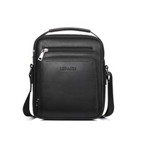 Whatna 2way 革 ショルダーバッグ メンズ ポシェット メッセンジャーバッグ 斜め掛け 手提げ 人気型 耐久性 縦型 iPad 収納 レザー 通学 通勤鞄 軽量 実用 自転車 ビジネスバッグ かばん男性用 黒 ブラック ブラウン（18062）