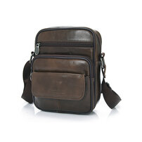 whatna 牛革 ミニショルダーバッグ 縦型 メンズ ポシェット ポーチ 本革 軽量 小型 小さめ人気型 耐久性メッセンジャーバッグ レザー 斜め掛け ビジネス 通学 通勤鞄 軽量 実用 自転車 かばん男性用 ブラウン 772