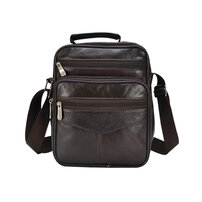 Whatna 2way 羊革 ニショルダーバッグ 縦型 メンズ ポシェット ショルダーミニポーチ 本革 軽量 小型人気型 耐久性小さめメッセンジャーバッグ 本皮 斜め掛け ビジネス 通学 通勤鞄 軽量 実用 自転車 かばん男性用ブラウン 510