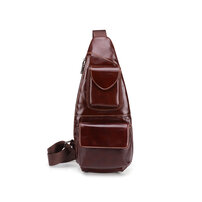 Whatna 斜めがけ ボディバッグ ワンショルダー メンズ ショルダーバック 本革 牛革 ブラウン 茶色 6461