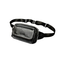 Whatna 3way 革 ボディバッグ・ワンショルダーバッグ メンズ ウエストバッグ 斜め掛け 軽量 スポーツバッグ 撥水 レザー バッグ ipadmini収納可 自転車 サイクリング ツーリング アウトドア 遠足 旅行 通勤 通学 黒（7728）