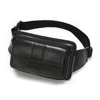Whatna 牛革 ウエストポーチ ウエストバッグ メンズ レディース 男女兼用 斜めがけ ボディバッグ ワンショルダー 本革 軽量 黒 ブラウン 8399 hs-617