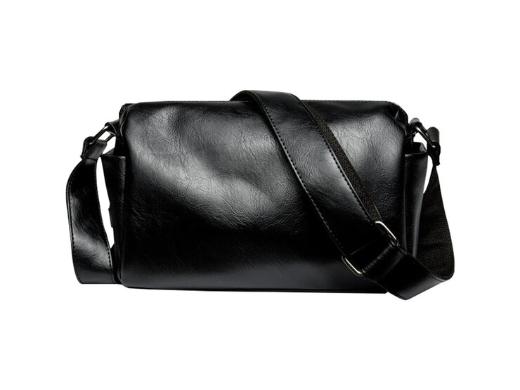 ショルダーバッグ・ポシェット Leather Combi School Bag Black Whatna ミニショルダーバッグメンズ ポシェット横型 ショルダー