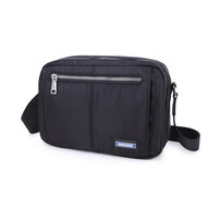 Whatna ショルダーバッグ メンズ メッセンジャーバッグ 頑丈 軽量 横型 B5 9.7インチipad収納可 2室仕切 オックスフォード布 防水 耐磨耗 ビジネスバッグ 小さい 斜めがけ バッグ 男性用 紳士用 黒 ブルー グレー 5208-62