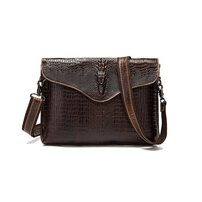 Whatna 牛革 クロコダイル型押しショルダーバッグ メンズ メッセンジャーバッグ 横型A4 ビジネスバッグ 本革 通勤 通学 斜めがけバッグ オシャレ な シンプル な 実用 自転車 かばん男性用 ブラウン（9113）