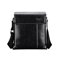 Whatna フラップ ショルダーバッグ メンズ メッセンジャーバッグ 縦型 小さめ ビジネスバッグ 9.7インチipad収納可 革 通勤 通学 斜めがけバッグ オシャレ な シンプル な 軽量 実用 自転車 かばん男性用 黒（8840）