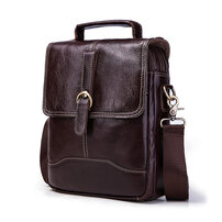 Whatna 牛革 ショルダーバッグ メンズ 2way 斜め掛け 手提げ 厚手 本革 レザー ipad 9.7収納可 縦型 小さめ メッセンジャーバッグ 通学 通勤バッグ 軽量 実用 自転車かばん プレゼント男性（KB0020-Coffee）