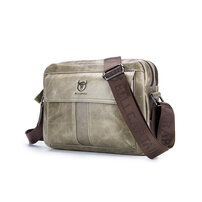 Whatna 牛革 ショルダーバッグ メンズ メッセンジャーバッグ 横 大容量 本革9.7インチIPAD 収納可通学 通勤鞄 軽量 実用 自転車 かばん男性用（035）