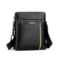 Whatna ショルダーバッグ メンズ メッセンジャーバッグ 縦型 小さめ ビジネスバッグ 9.7インチipad収納可 皮革 通勤 通学 斜めがけバッグ オシャレ な シンプル な 実用 自転車 かばん男性用 黒（720）