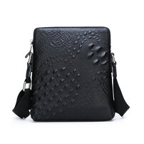 Whatna 牛革 ショルダーバッグ メンズ メッセンジャーバッグ 縦型 小さめ ビジネスバッグ 9.7インチipad収納可 本革通勤 通学 斜めがけバッグ オシャレ な シンプル な 軽量 実用 自転車 かばん男性用 黒（dw-1925）